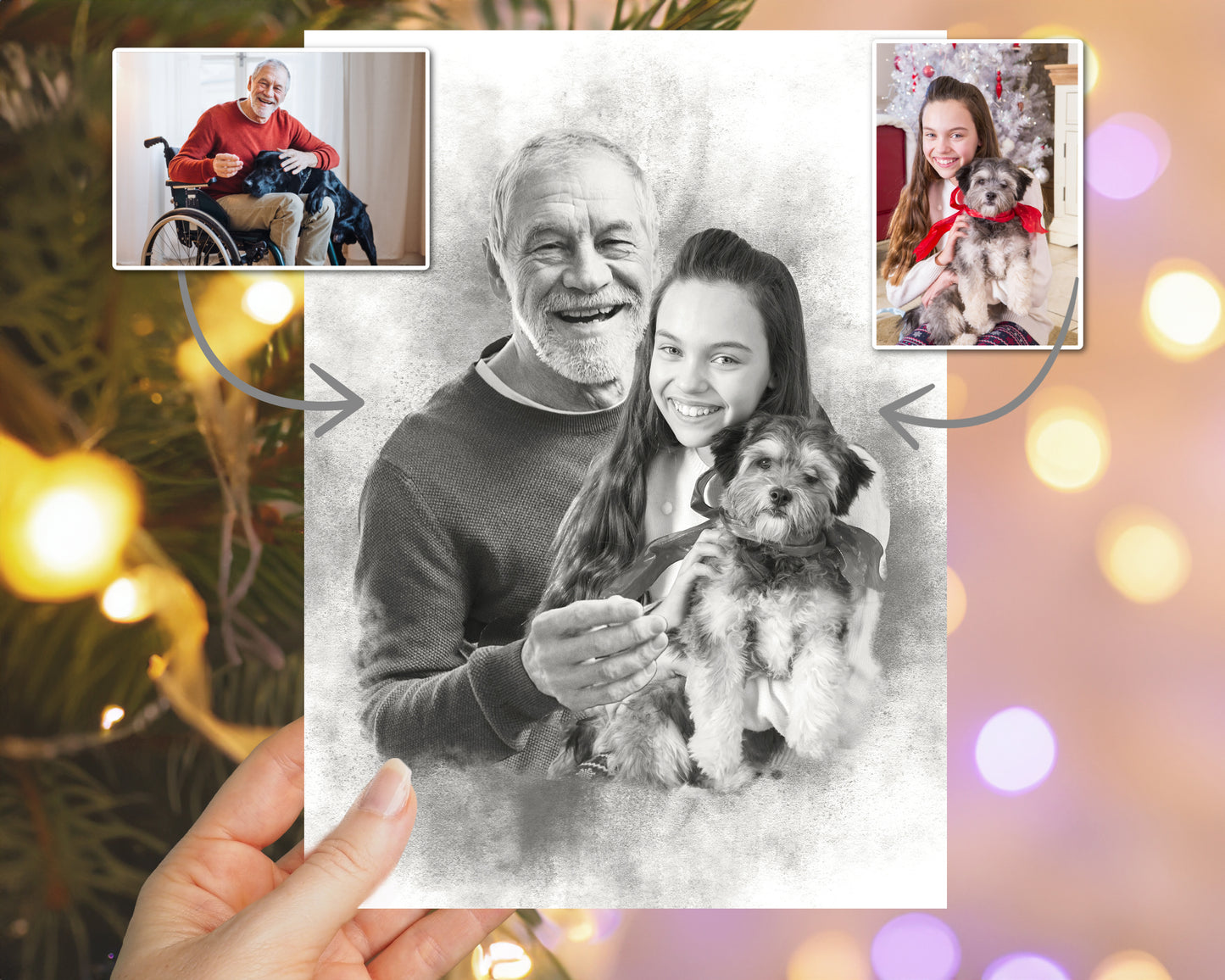 Family Portrait From Different Photos, Add Deceased Loved One to Photo, Combine Photos, Add Person to Photo, Loss of Father Mother Gift