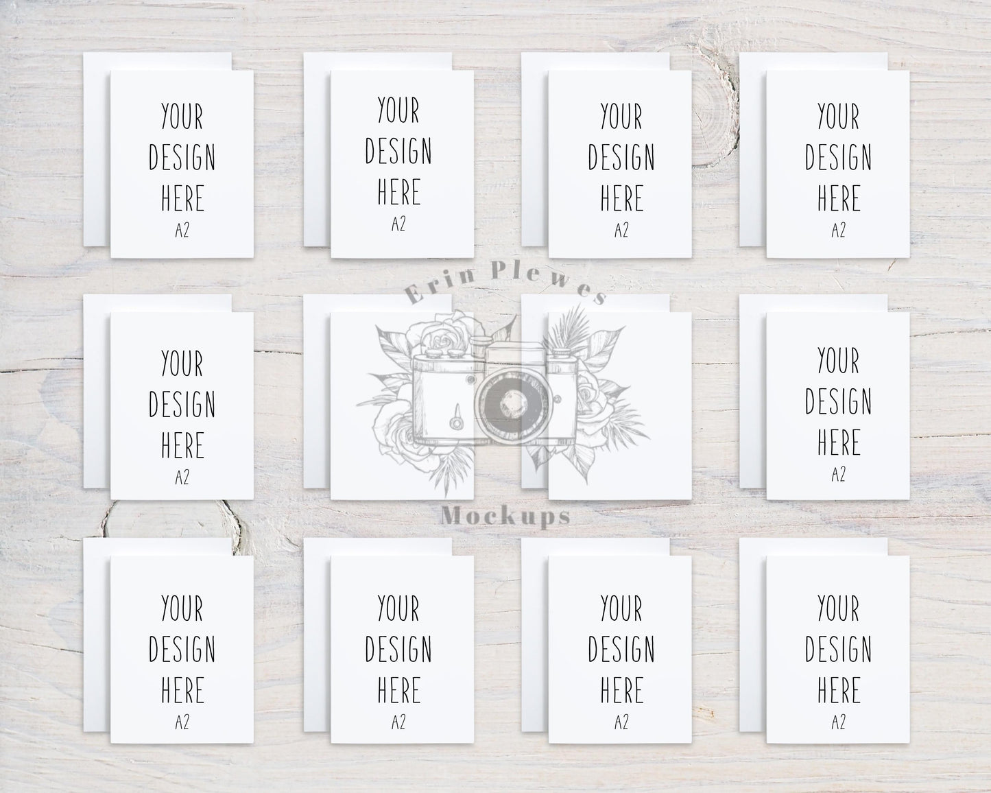 A2 Card Mockup Suite with Envelopes, Front Back Greeting Card Mock Up x 12, Stationery Suite Mock Ups, Jpeg Instant Digital Download