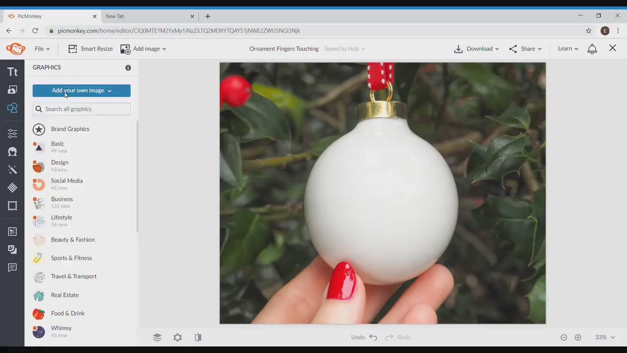 Christmas ornament mockup round, white blank Holiday decoration mock-up for template design and stock photography, JPG PNG Digital Download