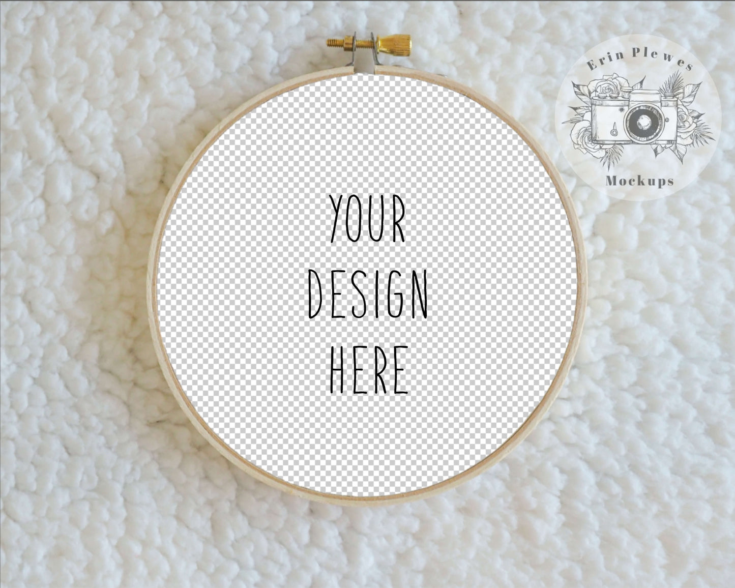 Embroidery Hoop Mockup sherpa background PNG example