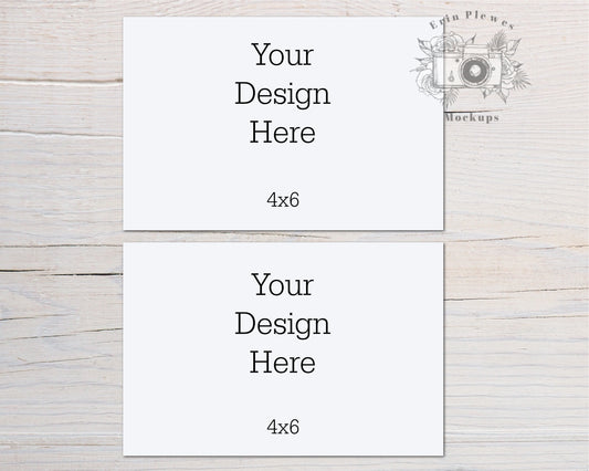 Card Mockup 4"x6" Landscape, Front Back Greeting Card Mock Up, Double Stationery Mock Ups, Jpeg Instant Digital Download