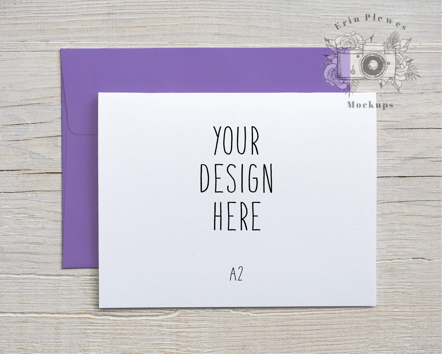 Erin Plewes Mockups Mockup Card Mockup Purple Envelope A2 , Thank You Card Mock Up, A2 Invitation Flat Lay with Envelope, Jpeg Instant Digital Download