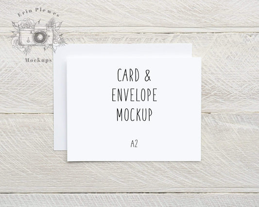 Erin Plewes Mockups Mockup Card Mockup with White Envelope A2, Invitation Mock Up, Greeting Card Stock Photo on Shiplap Wood, Jpeg Instant Digital Download Template