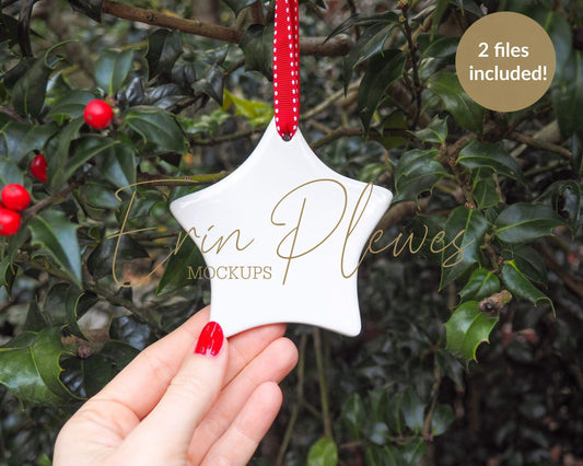Erin Plewes Mockups Mockup Christmas ornament mock-up, star blank mock up for wedding favor and styled stock photography, Jpeg instant digital download template