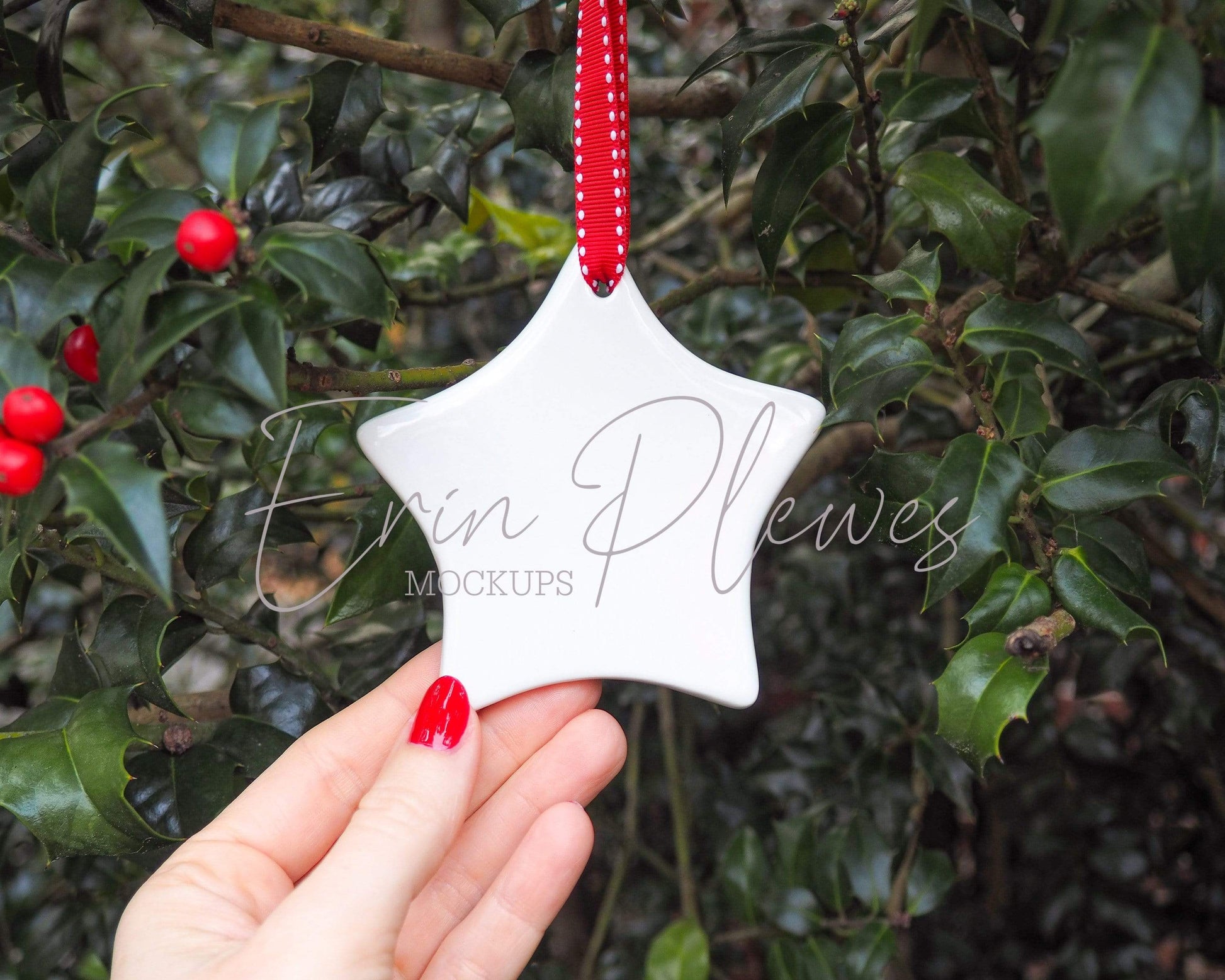 Erin Plewes Mockups Mockup Christmas ornament mock-up, star blank mock up for wedding favor and styled stock photography, Jpeg instant digital download template
