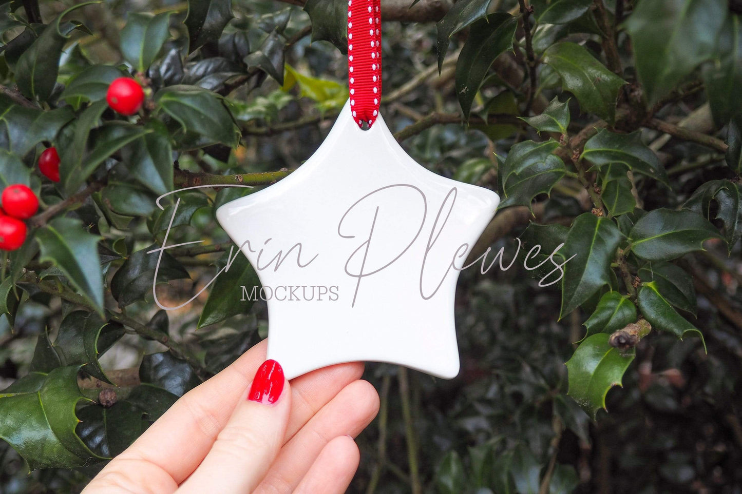 Erin Plewes Mockups Mockup Christmas ornament mock-up, star blank mock up for wedding favor and styled stock photography, Jpeg instant digital download template