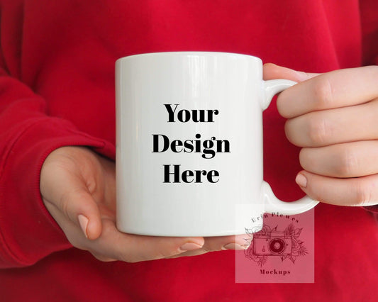 Erin Plewes Mockups Mockup Coffee Mug Mockup, 11 oz Mug Mockup Model for Mother's Day, Digital Download Jpeg Feminine Stock Photography Template