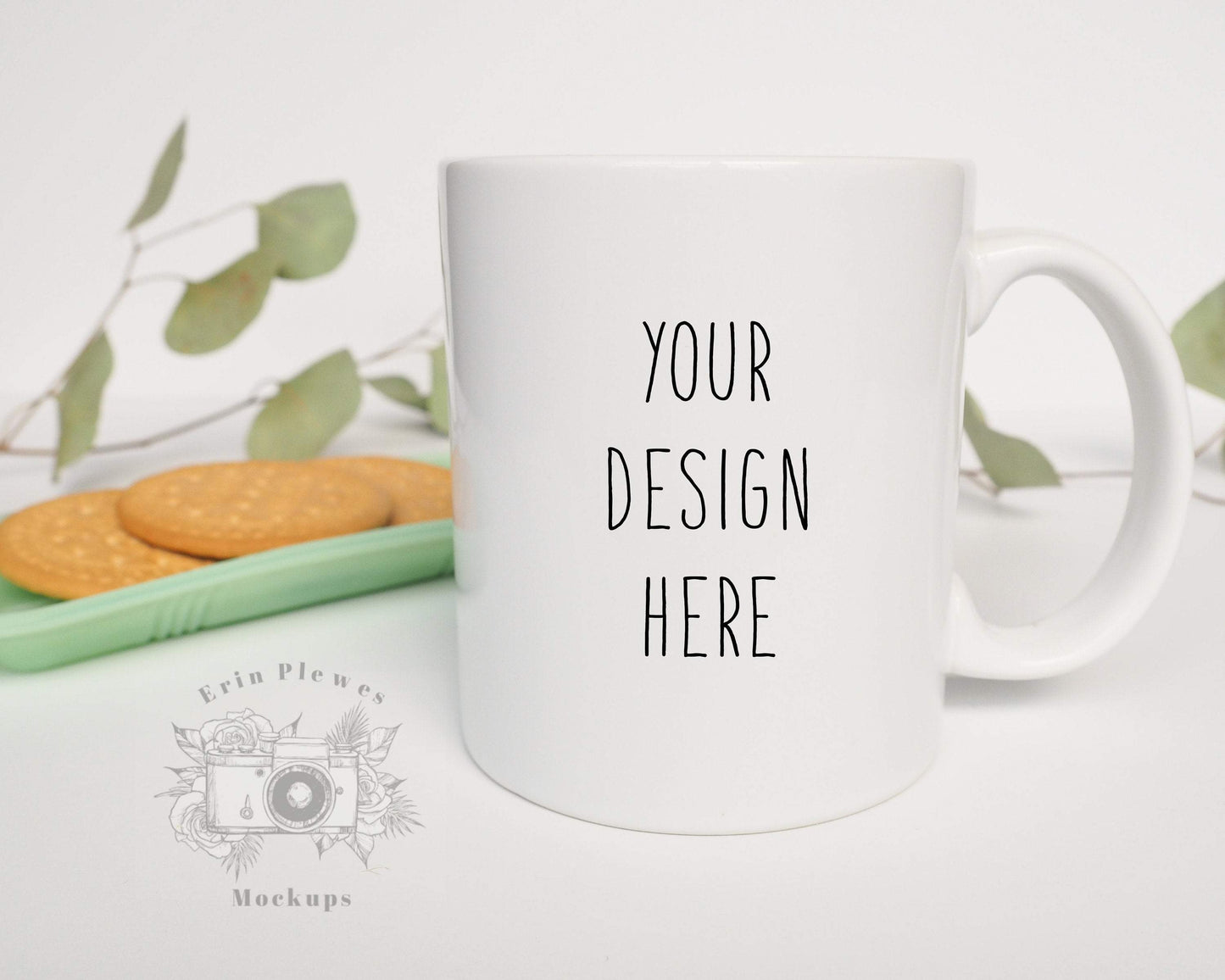 Erin Plewes Mockups Mockup Coffee Mug Mockup with Cookies, 11oz White Mug Mock up, Lifestyle Stock Photo Instant Digital Download Jpeg Template