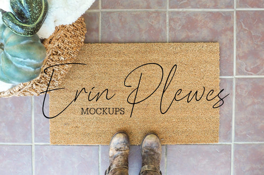 Erin Plewes Mockups Doormat Mockup, Coir Rug Mock up, Farmhouse Style Mock-up, Fall Doormat Flatlay, Instant Digital Download JPEG
