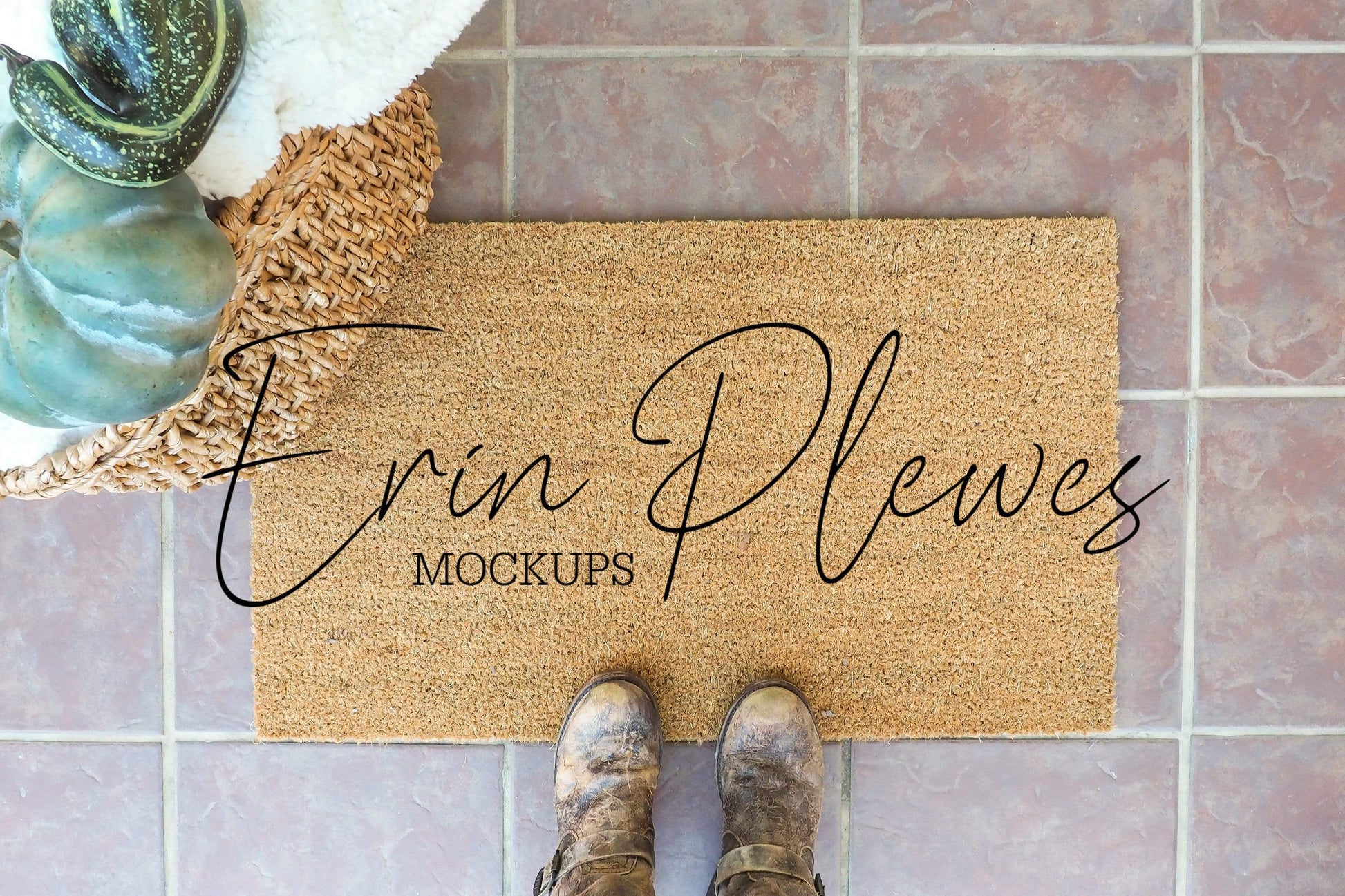 Erin Plewes Mockups Doormat Mockup, Coir Rug Mock up, Farmhouse Style Mock-up, Fall Doormat Flatlay, Instant Digital Download JPEG
