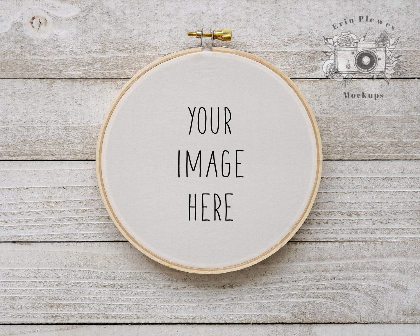 Erin Plewes Mockups Embroidery Hoop Mockup, Cross stitch mockup on rustic white wood, Sewing Mock-up, JPG Digital Download Template