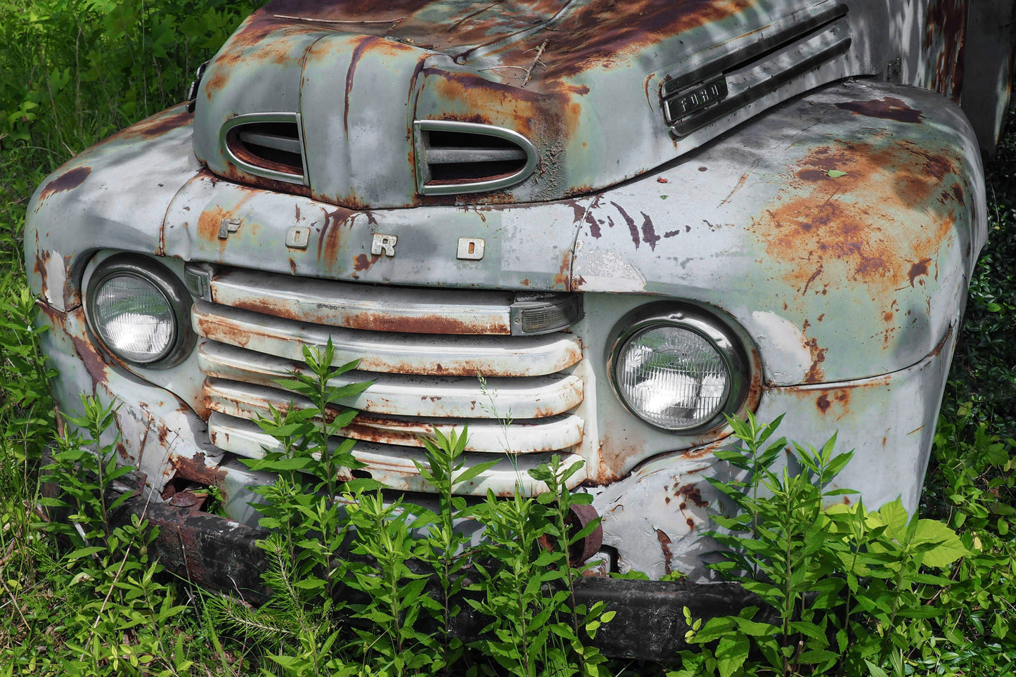 Blue and Rust Vintage Ford Truck Photo Man Cave Gift | Desk Decor