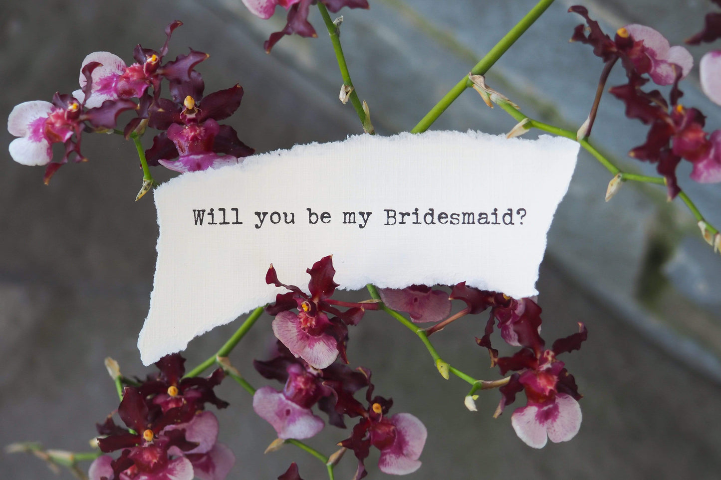 Bridesmaid Proposal Gift Framed Art Purple Orchids | Boho Chic Wedding