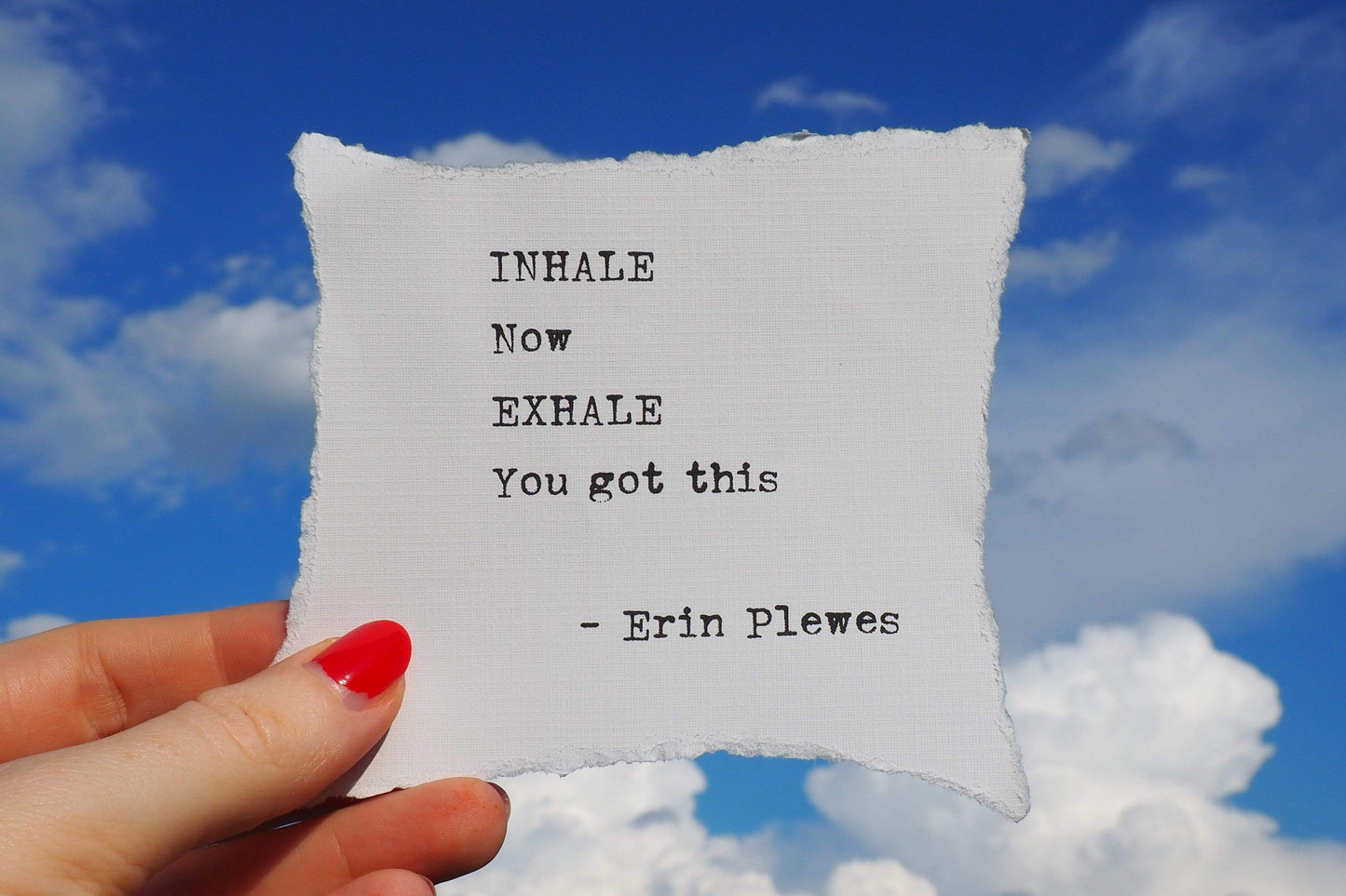 "Inhale Exhale You Got This" Blue Sky Affirmation Art | Desk Decor