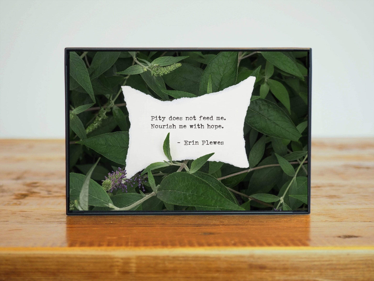 "Nourish Me With Hope" Green Leaves Inspirational Quote | Nature Art