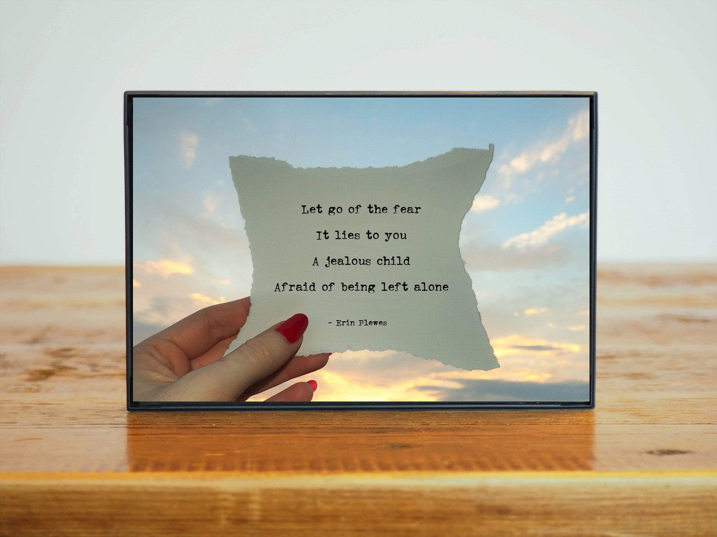 "Release Fear" Pink Sunset Inspirational Poem Nature Art | Home Decor