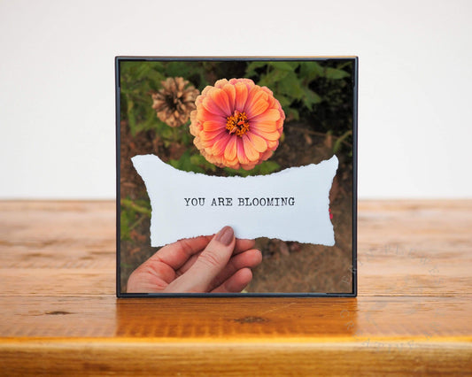 "You Are Blooming 2" Healing Quote Mini Nature Art Gift | Home Decor