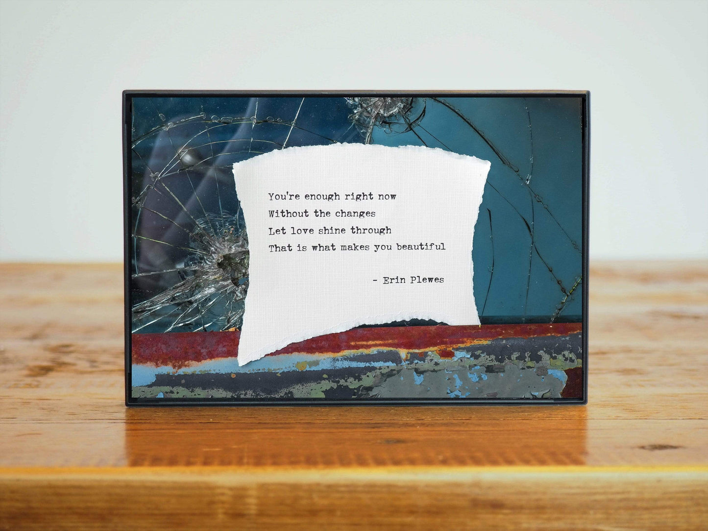 "You Are Enough" Blue Inspirational Poem Artwork | Unique Desk Decor