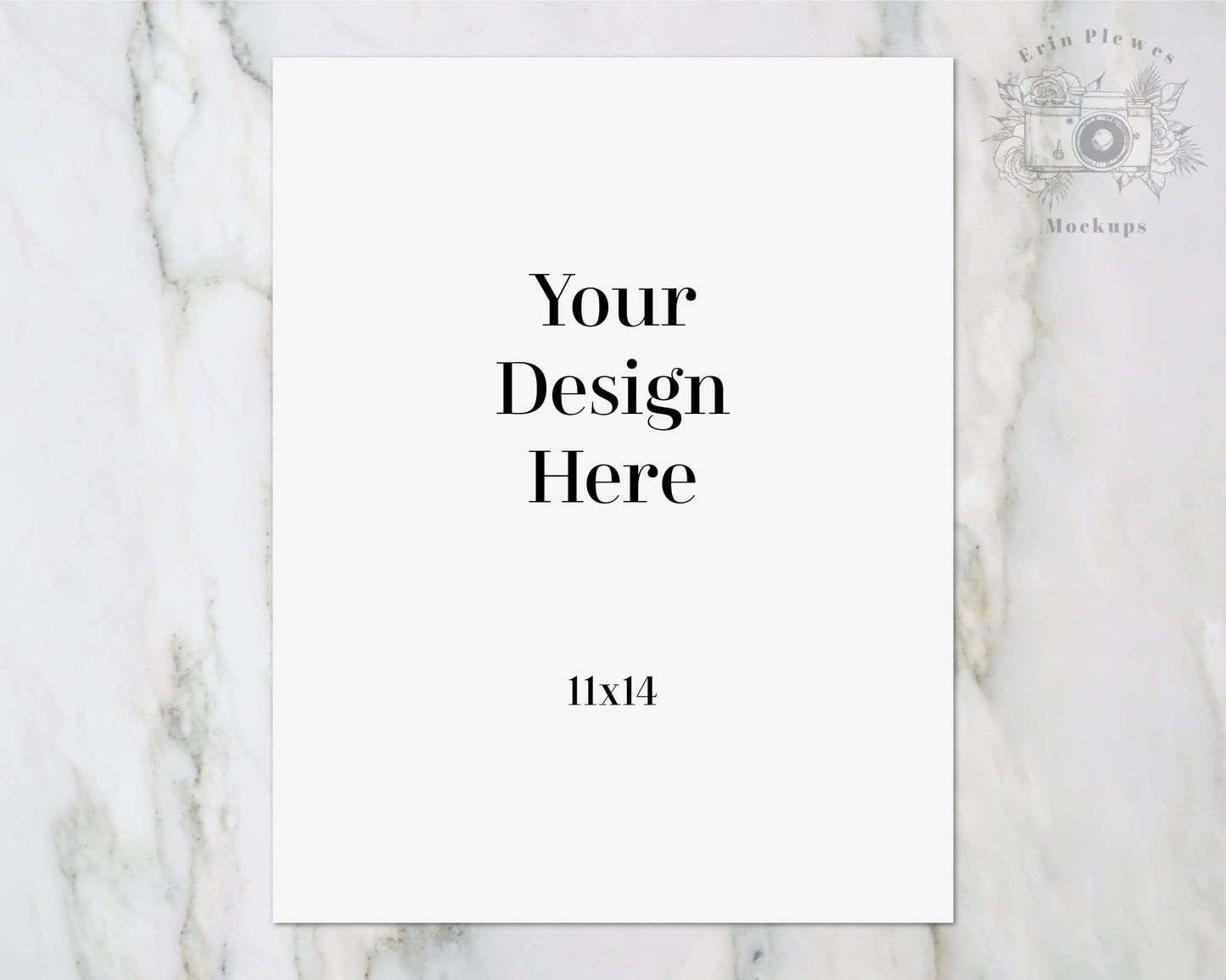 Erin Plewes Mockups 11x14 Poster Mockup, Print mock-up on gray marble lifestyle stock photo, Minimal Paper Mock up, Poster Flat Lay