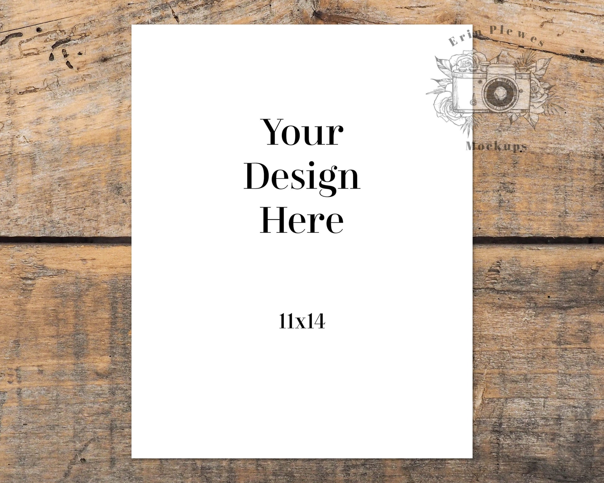 Erin Plewes Mockups 11x14 Poster Mockup, Print mockup on brown farmhouse style rustic wood, Minimal mock up Jpeg Instant Digital Download