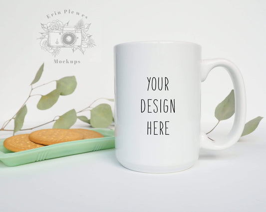 Erin Plewes Mockups 15 oz Mug Mockup, 15oz Mug Mockup with cookies,  Minimalist Styled Stock Photo, Large Mug Mock up