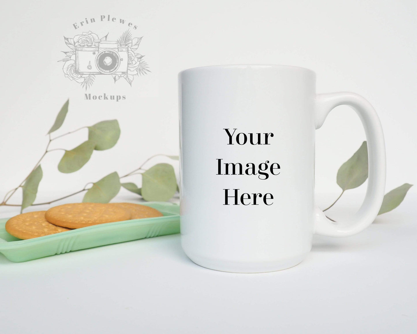 Erin Plewes Mockups 15 oz Mug Mockup, 15oz Mug Mockup with cookies, Minimalist Styled Stock Photo, Large Mug Mock up