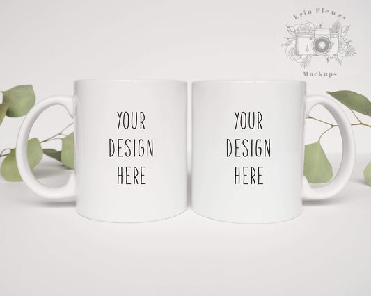 Erin Plewes Mockups 2 Mugs Mug Mockup, 11oz Coffee Mug Mockup for Nature Styled Stock Photography, Double Side Mug Mockup Jpeg