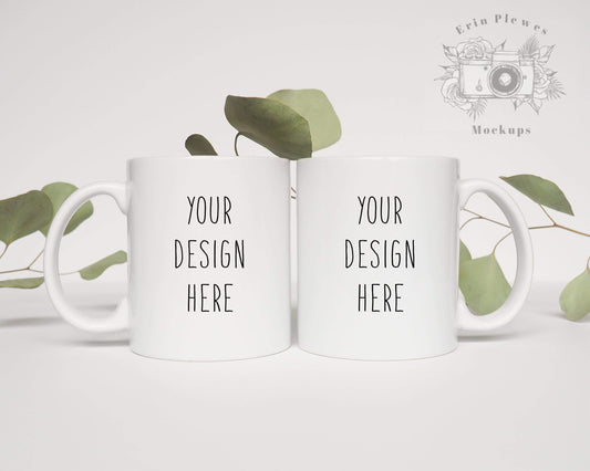 Erin Plewes Mockups 2 Mugs Mug Mockup, 11oz Coffee Mug Mockup for Nature Styled Stock Photography, Jpeg Instant Digital Download Template