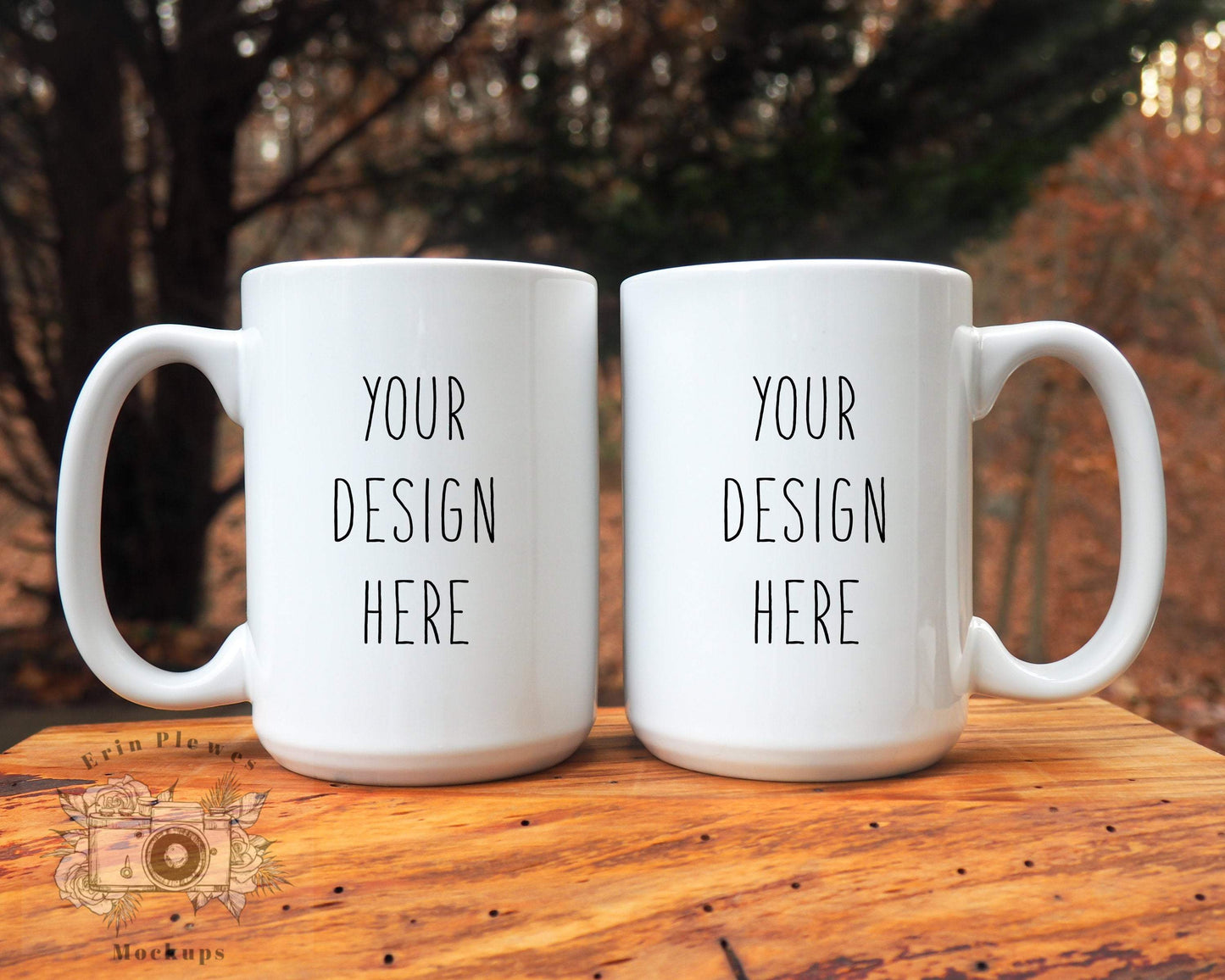 Erin Plewes Mockups 2 Mugs Mug Mockup, 15oz Coffee Mug Mockup for Nature Styled Stock Photography, Jpeg Instant Digital Download Template