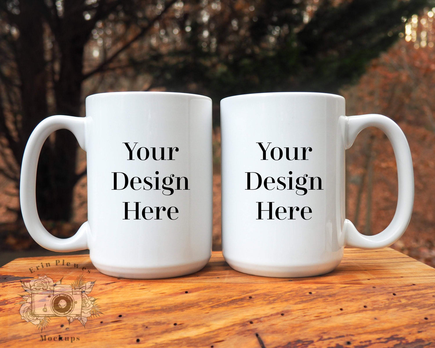 Erin Plewes Mockups 2 Mugs Mug Mockup, 15oz Coffee Mug Mockup for Nature Styled Stock Photography, Jpeg Instant Digital Download Template