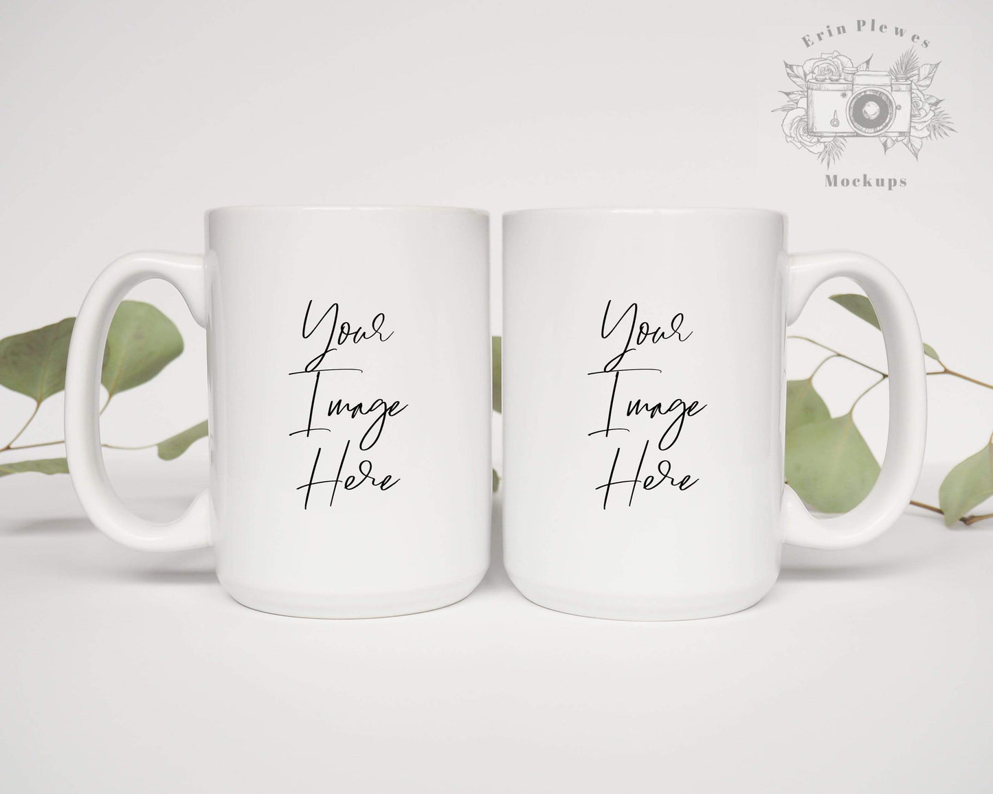 Erin Plewes Mockups 2 Mugs Mug Mockup, Coffee Mug Mockup 15oz for Nature Styled Stock Photography, Double Side Mug Mock up Jpeg Template