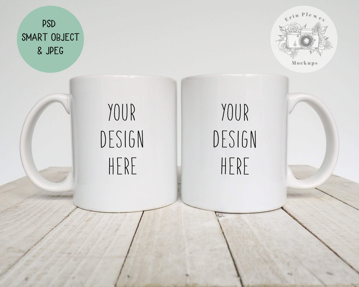 Erin Plewes Mockups 2 Mugs Mug Mockup, Front and Back Mug Mock-up for Styled Stock Photography, Digital Download Jpeg and PSD Smart Object