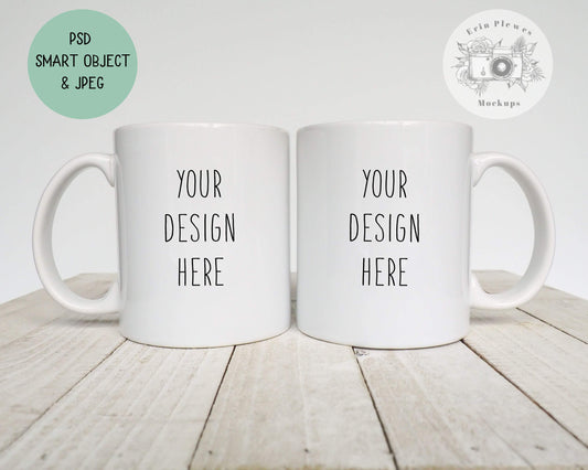 Erin Plewes Mockups 2 Mugs Mug Mockup, Front and Back Mug Mock-up for Styled Stock Photography, Digital Download Jpeg and PSD Smart Object
