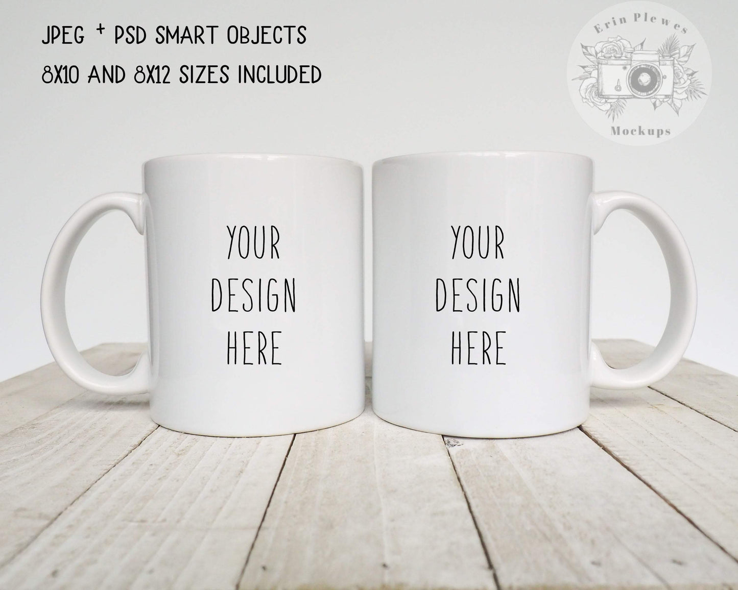 Erin Plewes Mockups 2 Mugs Mug Mockup, Front and Back Mug Mock-up for Styled Stock Photography, Digital Download Jpeg and PSD Smart Object