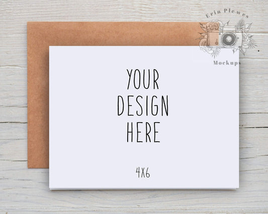 Erin Plewes Mockups 4x6 Card Mockup with Kraft Envelope, 4"x6" Thank You Card Mock Up for Rustic Wedding, Jpeg Instant Digital Download