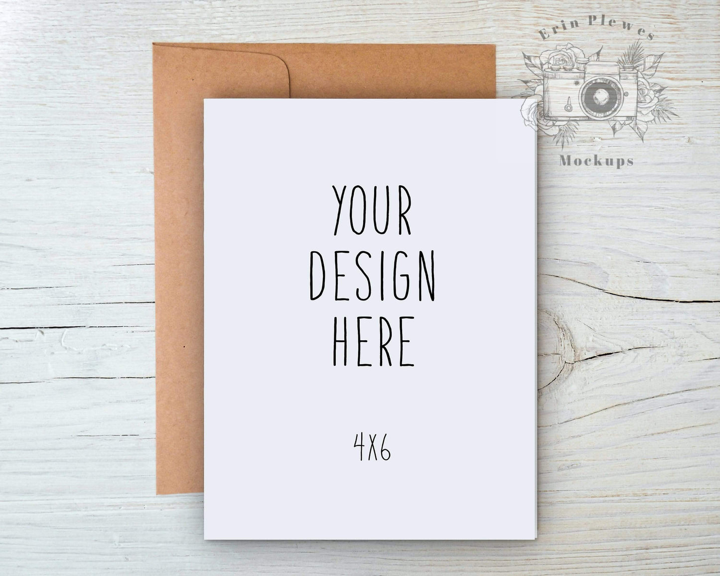 Erin Plewes Mockups 4x6 Greeting card mockup with kraft envelope, 4"x6" Thank you card mock-up for rustic wedding, Jpeg Instant Digital Download
