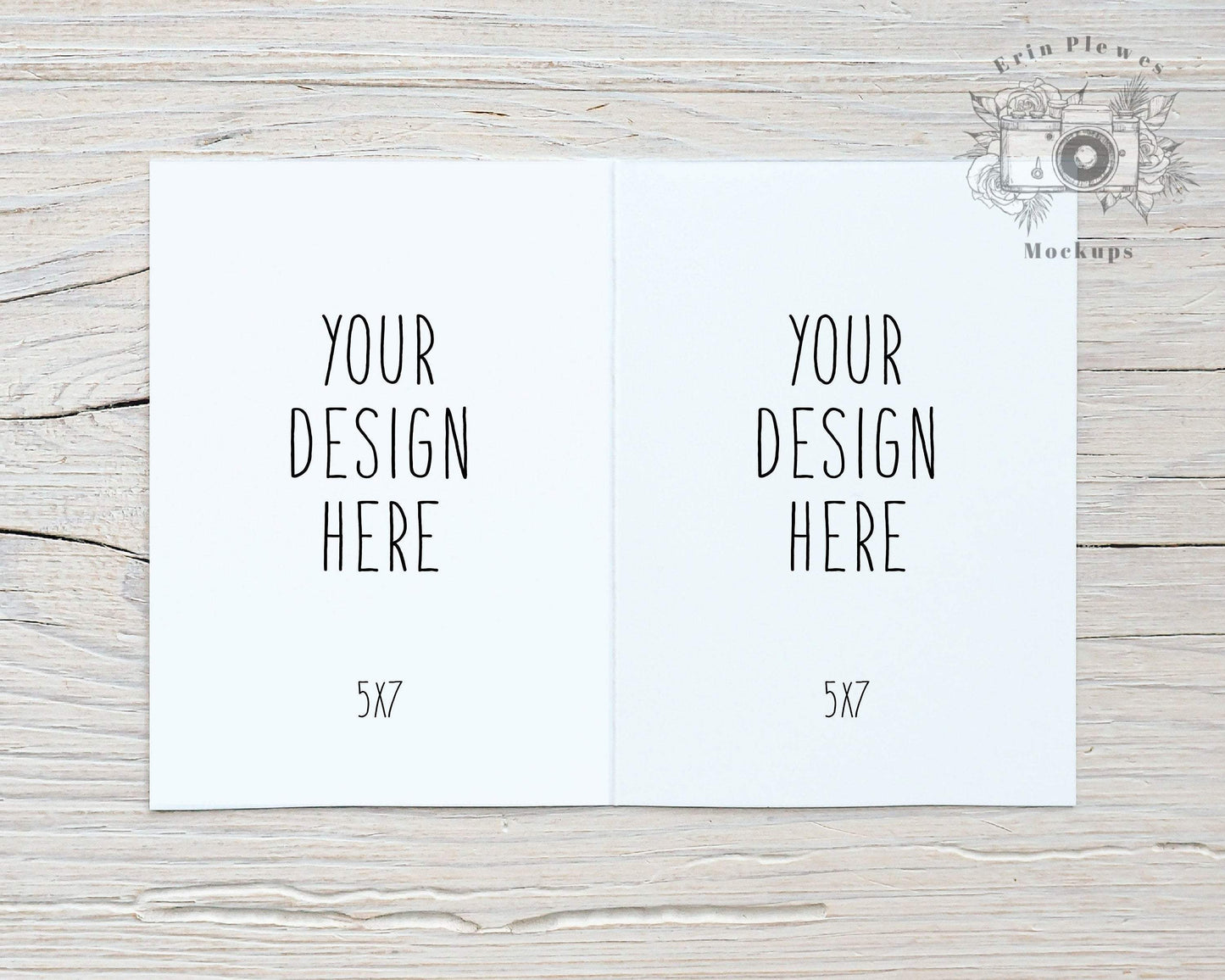 Erin Plewes Mockups 5x7 Card Mockup Inside, Greeting Card Front and Back Mock-up for Rustic Wedding, Interior Card Stock Photo, Jpeg Instant Digital Download