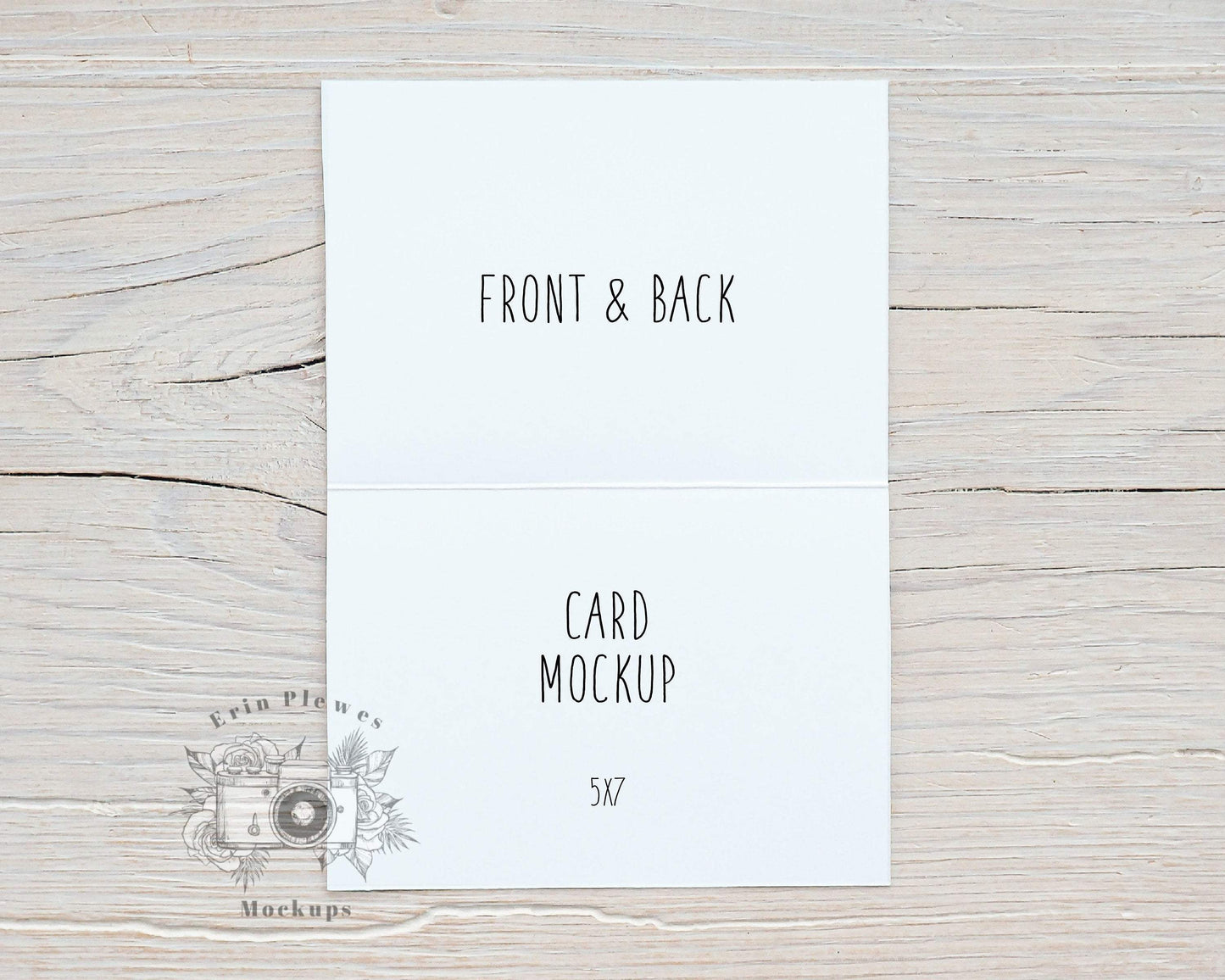 Erin Plewes Mockups 5x7 Card Mockup Open, Greeting Card Front and Back Mock-up for Rustic Wedding, Inside Card Stock Photo, Jpeg Instant Digital Download