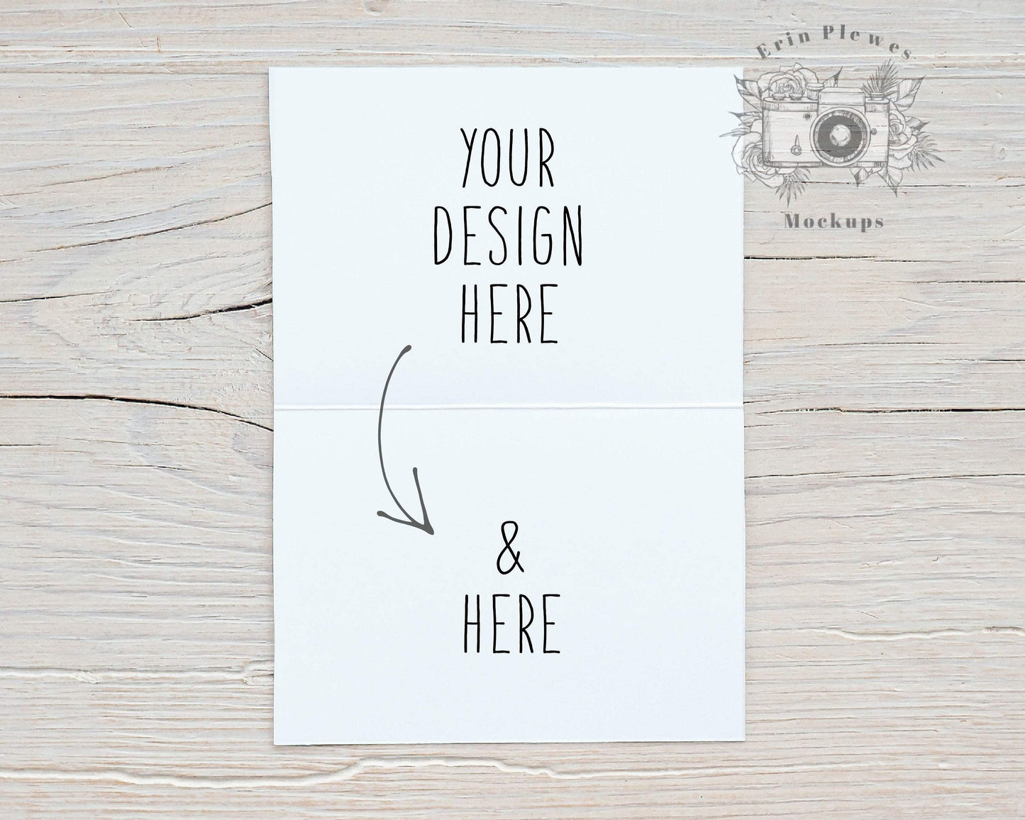 Erin Plewes Mockups 5x7 Card Mockup Open, Greeting Card Front and Back Mock-up for Rustic Wedding, Inside Card Stock Photo, Jpeg Instant Digital Download