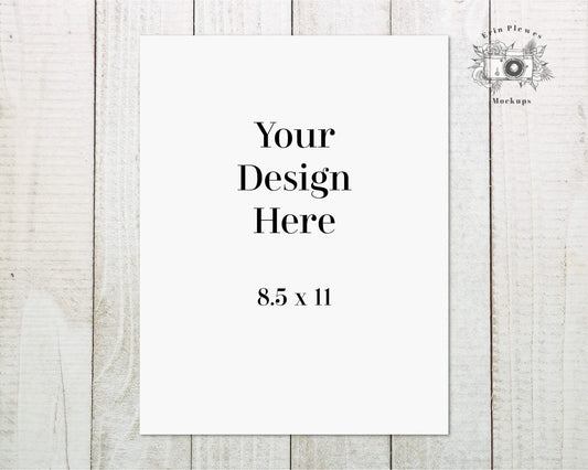 Erin Plewes Mockups 8.5 x 11 Paper Mockup, 8.5x11 Stationery mockup on rustic white wood slats, Print mock up farmhouse style, Jpeg Instant Digital Download