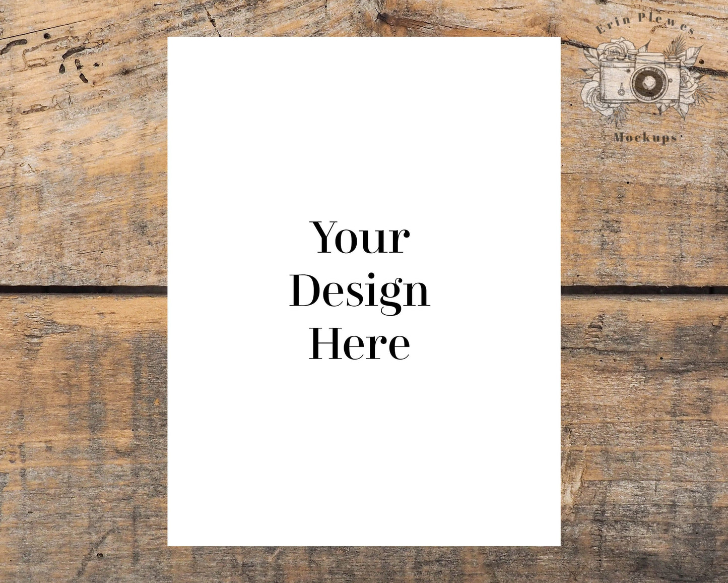 Erin Plewes Mockups 8.5 x 11 Poster Mockup, 8.5x11 Paper mockup on brown farmhouse rustic wood, Clean minimal mock up Jpeg Instant Digital Download