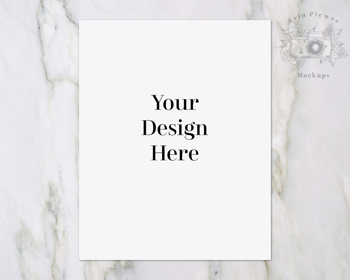 Erin Plewes Mockups 8x10 Poster Mockup Flat Lay, Print mockup on marble, Clean minimal paper mock up Jpeg Instant Digital Download Template