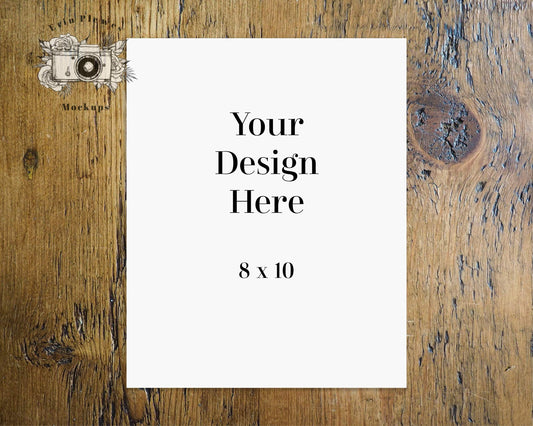 Erin Plewes Mockups 8x10 Poster Mockup, Print mock-up on brown rustic farmhouse style wood, Clean minimal mock up, Jpeg Instant Digital Download