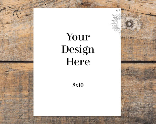 Erin Plewes Mockups 8x10 Poster Mockup, Print mockup on rustic weathered brown wood, Clean minimal mock up Jpeg Instant Digital Download