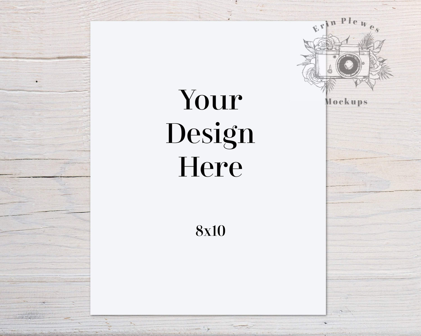 Erin Plewes Mockups 8x10 Poster Mockup, Print mockup on white rustic wood, Clean minimal mock up Jpeg Instant Digital Download