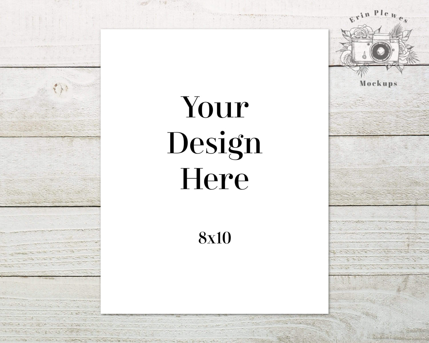 Erin Plewes Mockups 8x10 Print Mockup, Poster mockup on white farmhouse style white boards rustic wood, Minimal mock up, Jpeg Instant Digital Download