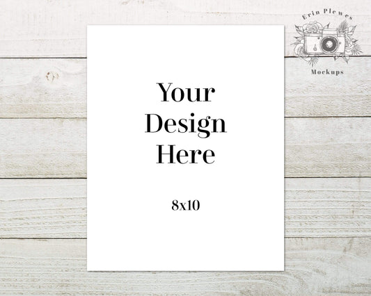 Erin Plewes Mockups 8x10 Print Mockup, Poster mockup on white farmhouse style white boards rustic wood, Minimal mock up, Jpeg Instant Digital Download