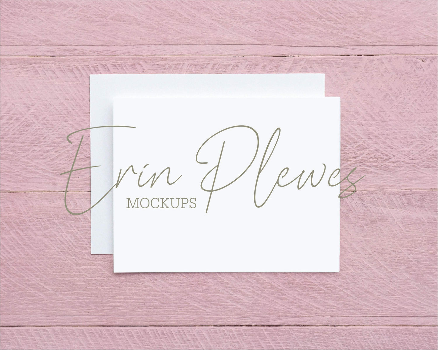 Erin Plewes Mockups A2 Card Mockup, Greeting Card Mock Up with White Envelope on Pink Background, Feminine Invitation Flat Lay, Jpeg Instant Digital Download