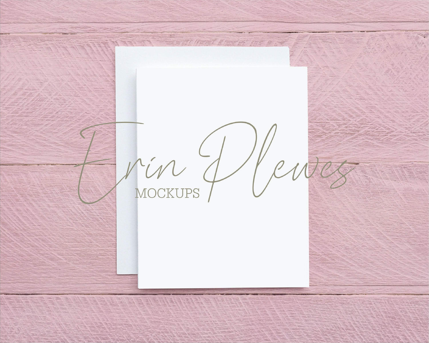 Erin Plewes Mockups A2 Card Mockup, Greeting Card Mock Up with White Envelope on Pink Background, Thank You Card Flat Lay, Jpeg Instant Digital Download