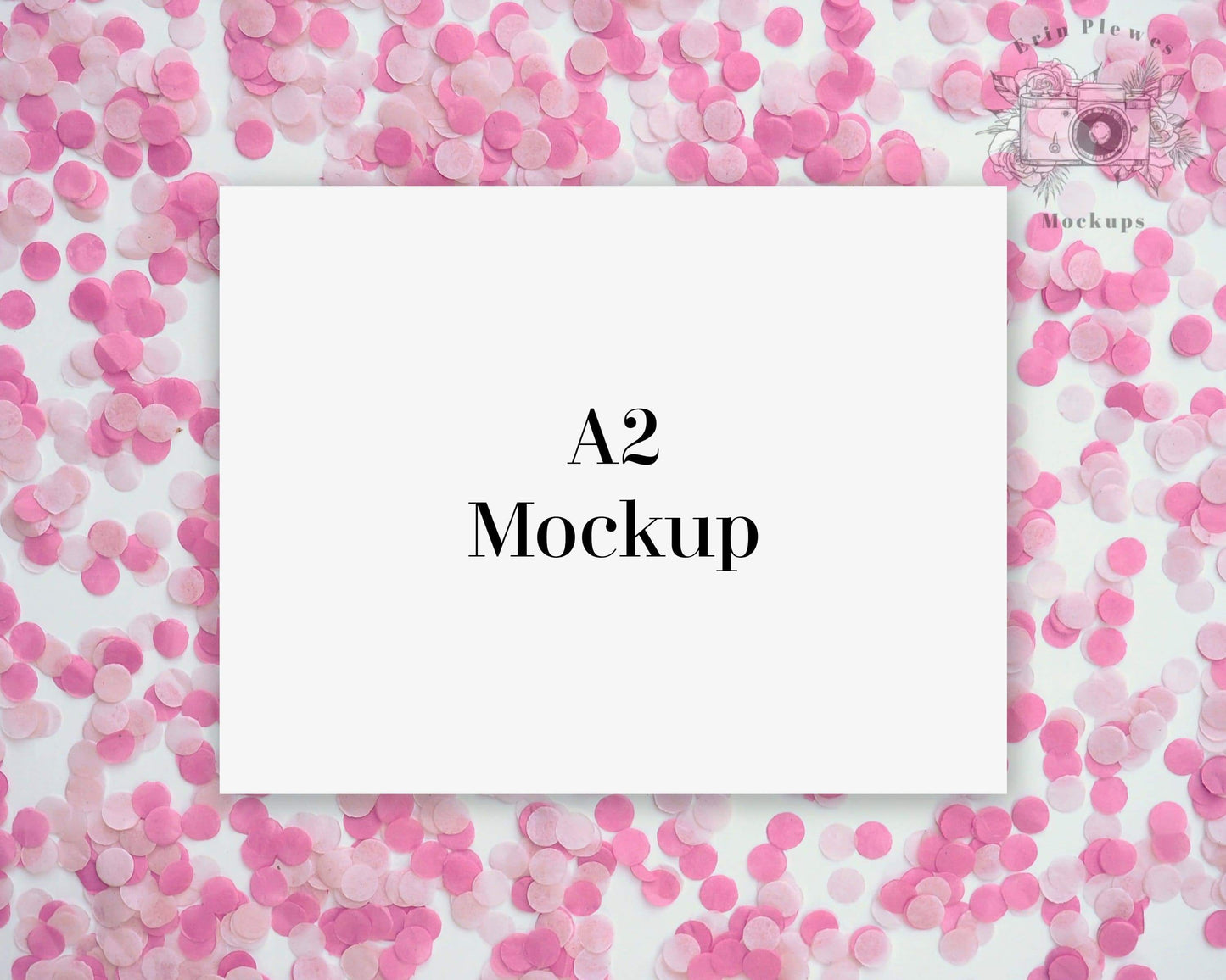 Erin Plewes Mockups A2 Card Mockup, Invitation mock-up for pink feminine birthday party lifestyle stock photo, Card mock-up template instant digital download